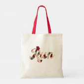 RUN Retro Type  rustiek Hibiscuspatroon Tote Bag (Achterkant)