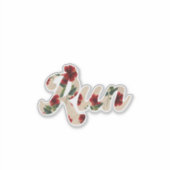 RUN Retro Type Rustiek Rood Bloempatroon Sticker (Voorkant)