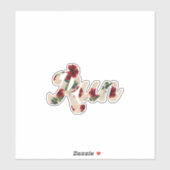 RUN Retro Type Rustiek Rood Bloempatroon Sticker (Vel)