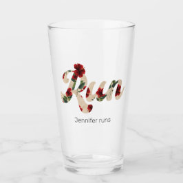 RUN Retro Type Vintage Rustic Rode Bloemmotief Glas