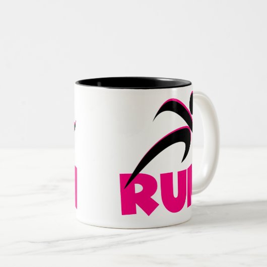 RUN Roze Tweekleurige Koffiemok (Voorkant rechts)