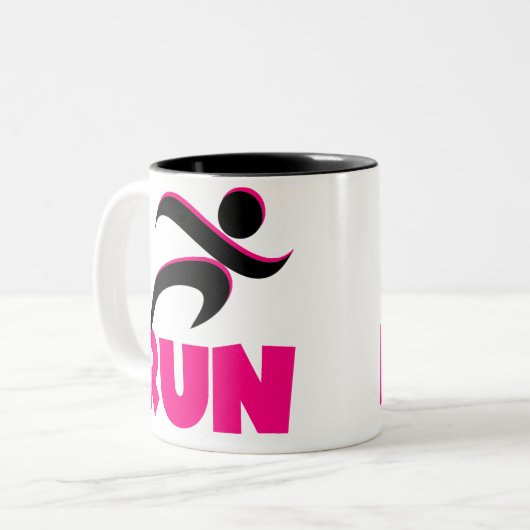 RUN Roze Tweekleurige Koffiemok (Voorkant links)