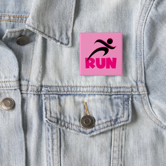 RUN Roze Vierkante Button 5,1 Cm (In situ)