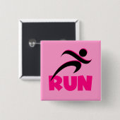 RUN Roze Vierkante Button 5,1 Cm (Voorkant /achterkant)
