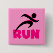 RUN Roze Vierkante Button 5,1 Cm (Voorkant)