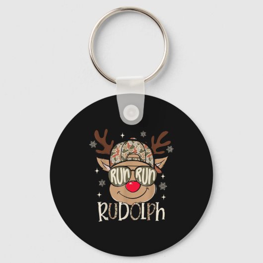 Run Rudolph Santa's Reindeer Christmas Camo Boys T Sleutelhanger (Voorkant)