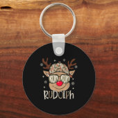 Run Rudolph Santa's Reindeer Christmas Camo Boys T Sleutelhanger (Voorkant)