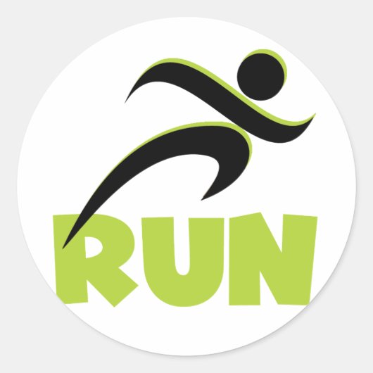 RUN Spring Green Ronde Sticker (Voorkant)