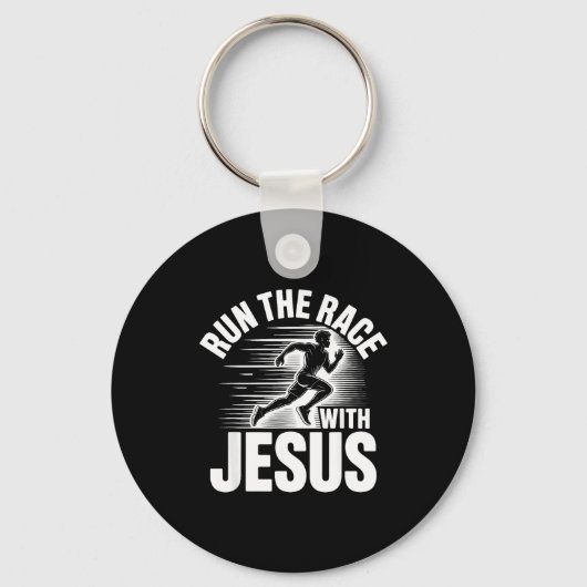 Run The Race With Jesus Motivational Quote  Sleutelhanger (Voorkant)