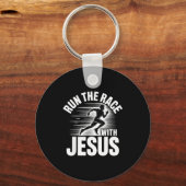 Run The Race With Jesus Motivational Quote  Sleutelhanger (Voorkant)
