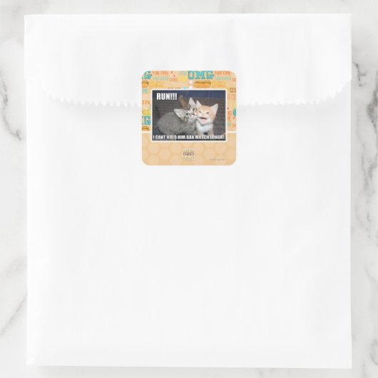 RUN!! VIERKANTE STICKER (Tas)