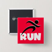 RUN White Vierkante Button 5,1 Cm (Voorkant /achterkant)