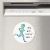 "run with endance"-Girl Runner Magnet (Insitu (Vaatwasser))