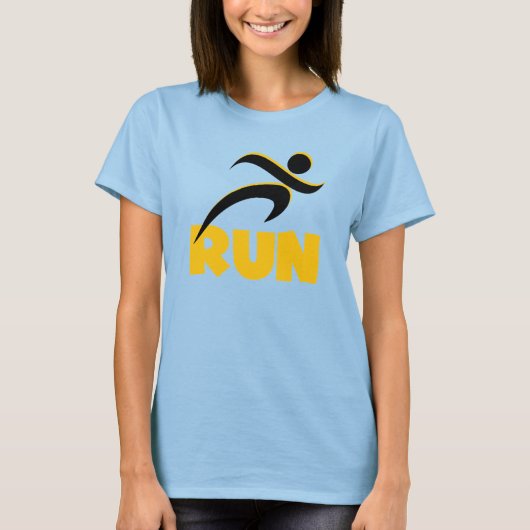 RUN Yellow Fitness Running Athletic T-shirt (Voorkant)