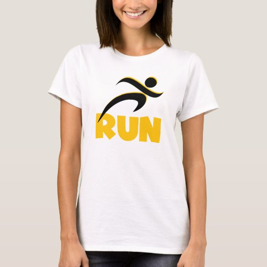 RUN Yellow Fitness Running Athletic T-shirt (Voorkant)