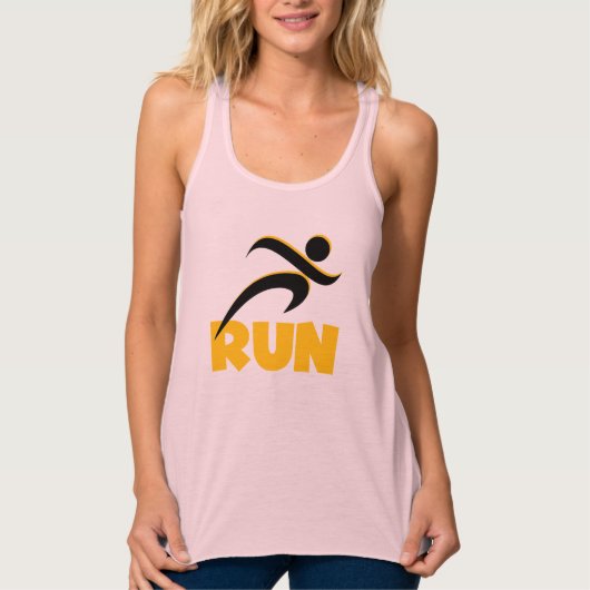 RUN Yellow Fitness Running Athletic Tanktop (Voorkant)