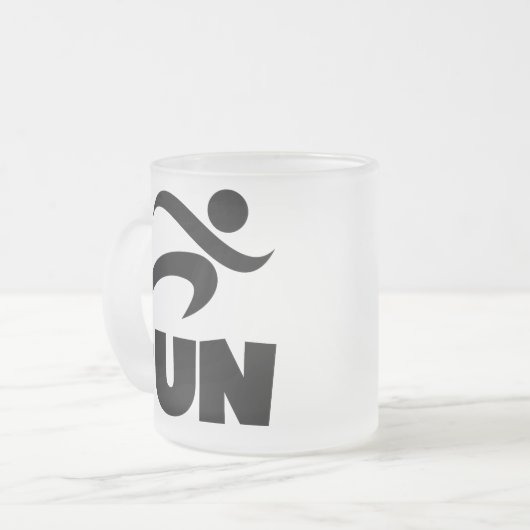 RUN zwart Matglas Koffiemok (Voorkant links)