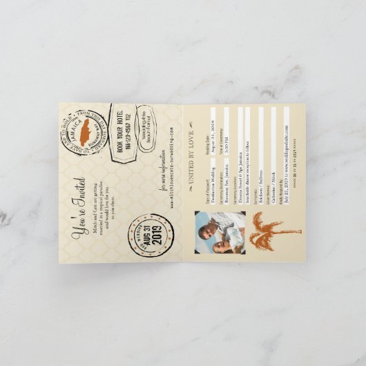 Runaway Bay Jamaica Passport Huwelijksuitnodiging (Binnen)
