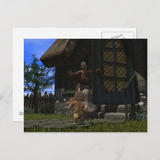 Runaway Gingerbrood Man Briefkaart (Voorkant / Achterkant)