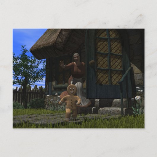 Runaway Gingerbrood Man Briefkaart (Voorkant)