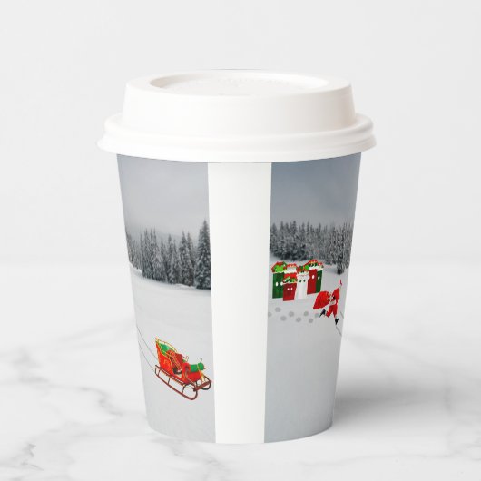 Runaway Sleigh Paper Cups Papieren Bekers (Links)