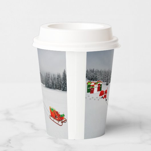 Runaway Sleigh Paper Cups Papieren Bekers (Rechts)