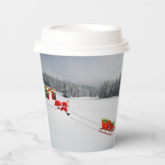 Runaway Sleigh Paper Cups Papieren Bekers (Voorkant)