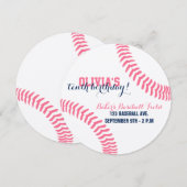 RUND BASEBALL BIRTHDAY INVITATION KAART (Voorkant / Achterkant)