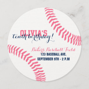 RUND BASEBALL BIRTHDAY INVITATION KAART
