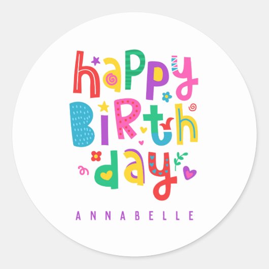RUND ENVELOPE SEAL STICKER : HAPPY BIRTHDAY (Voorkant)
