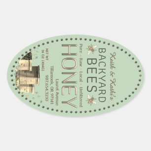Rundbijenkasten en kleine bijen Garden Groen Ovale Sticker