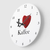 Runde Wanduhr Ich liebe Kaffee Grote Klok (Hoek)