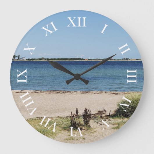 Runde Wanduhr römische Ziffern Strand und Meer Grote Klok (Voorkant)