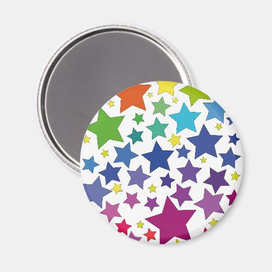 runder Magnet mit bunten Sternen (Voorkant / Achterkant)