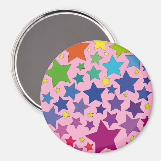 runder Magnet mit bunten Sternen (Voorkant / Achterkant)