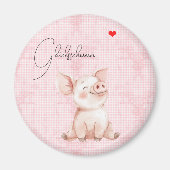 runder Magnet rosa Glücksschwein (Voorkant)