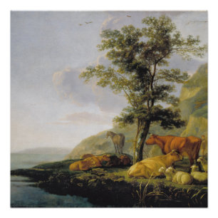 Runderen bij een rivier Aelbert Cuyp Poster