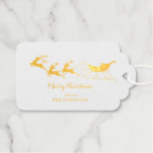 Runderen en slee goudfolie met kerstmis cadeaulabels (Voorkant (horizontaal))