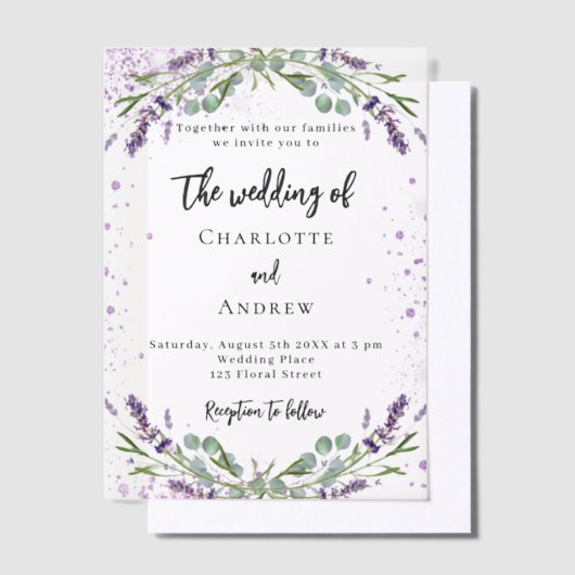 Runderen, floralen, eucalyptusbruiloft vellum uitnodigingen (Offset)