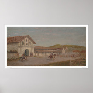 Runderen reden bij Mission Dolores, Calif. (1243) Poster