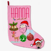 Runderen stoppen Sleigh Happy Holidage Grote Kerstsok (Voorkant)