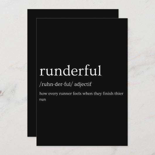 Runderful Running Definition Funny Runner Gift Feestdagenkaart (Voorkant / Achterkant)