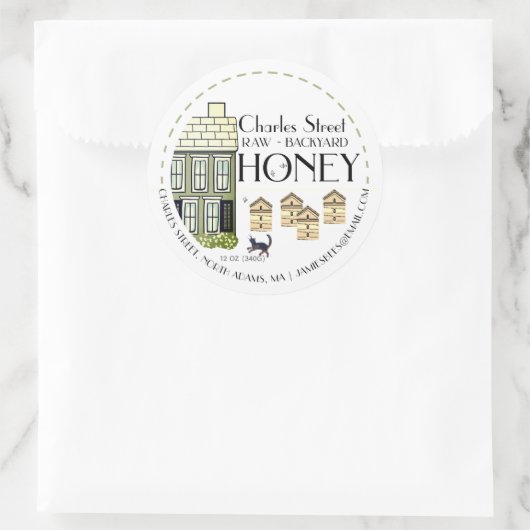 Runderhoningbijen met bijen en kat ronde sticker (Tas)