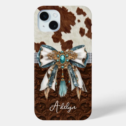 Runderhuid Bruin Leren Gejewelde Boog Case-Mate iPhone Case (Achterkant)
