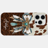 Runderhuid Bruin Leren Gejewelde Strik Case-Mate iPhone Case (Achterkant (horizontaal))