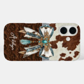 Runderhuid Bruin Leren Gejewelde Strik Case-Mate iPhone Case (Achterkant (horizontaal))