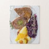 Runderroulade met aardappelen en rodekoolkeuken legpuzzel (Verticaal)