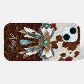 Rundhuid Bruin Leren Gejewelde Strik Case-Mate iPhone Case (Achterkant (horizontaal))