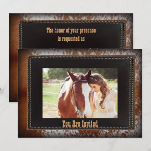 Rundhuidige Cowboy Country western Huwelijksuitnod Kaart