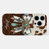 Rundleren Bruin Leren Gejewelde Strik Case-Mate iPhone Case (Achterkant (horizontaal))